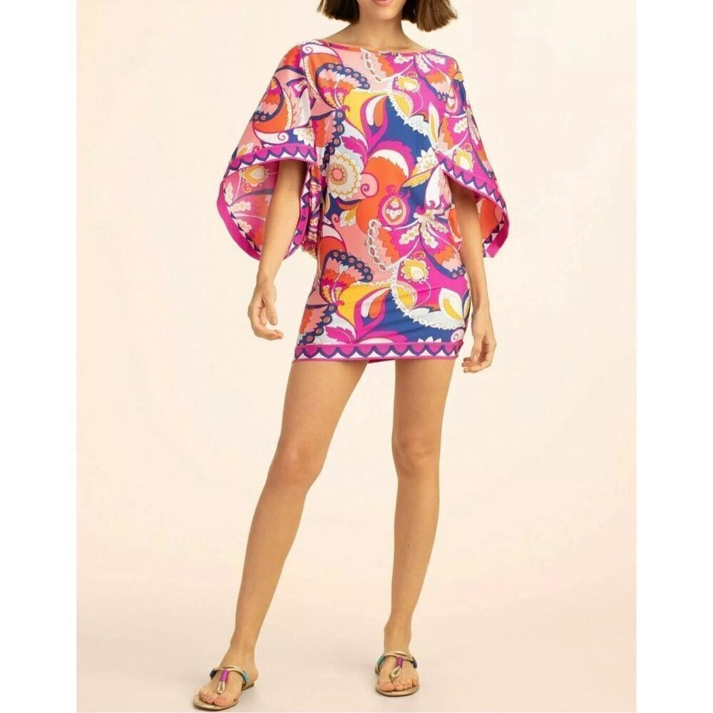 Trina Turk Sevilla Floral Swim Jersey Swimsuit Cover Up Tunic Dress L
